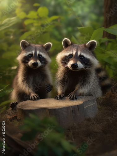 Raccoon in its Natural Habitat  Wildlife Photography  Generative AI