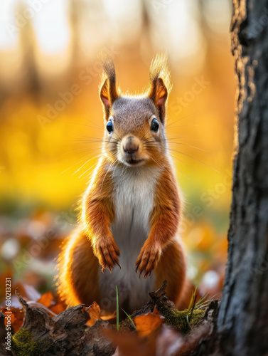 Squirrel in its Natural Habitat  Wildlife Photography  Generative AI