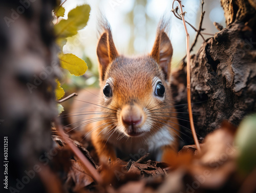 Squirrel in its Natural Habitat, Wildlife Photography, Generative AI © Vig
