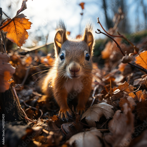 Squirrel in its Natural Habitat, Wildlife Photography, Generative AI © Vig