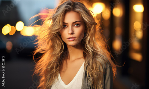 Modern Urban Woman with Rich Blond Hair