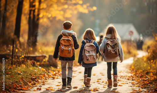 Autumn School Journey: Children Walking to School