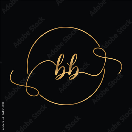 BB Golden Initial Handwriting Minimalist Logo Design