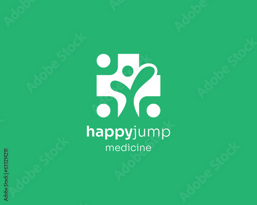 Cross health with happy people logo