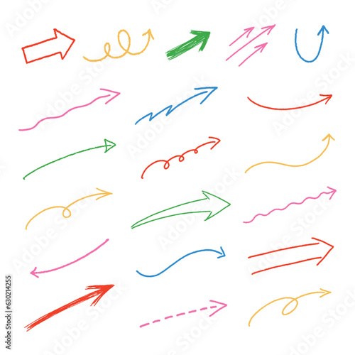 シンプルな手書きの矢印セット（カラフル）
Simple handwritten arrow set (colorful)