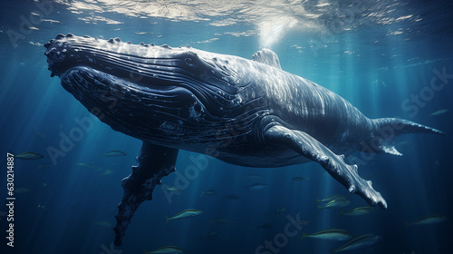 An exhilarating shot of a diver swimming alongside a majestic humpback whale 