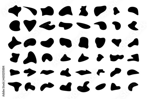 vector set of randomly shaped black blobs.  abstract elements of ink blot  liquid and silhouette.  shape  blob  organic  vector  irregular  circle  form  random.