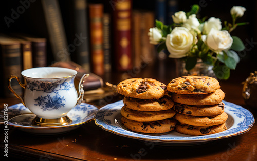 Vintage Tea Setting  Cookies and English Tea Time