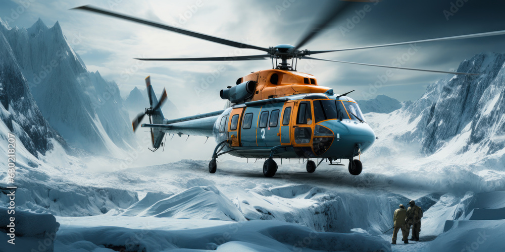 High-altitude Rescue: Helicopter on Glacier High-altitude Rescue: Helicopter on Glacier