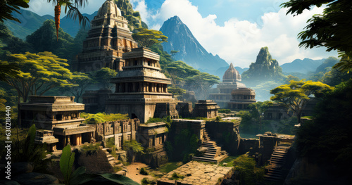 Ancient Civilization: Mayan City Among the Mountains photo