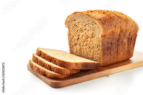 Organic Whole Grain Bread on white background - Generative AI
