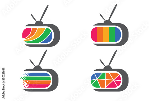 television logo icon vector set