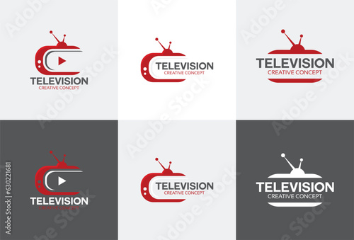 television logo icon vector set