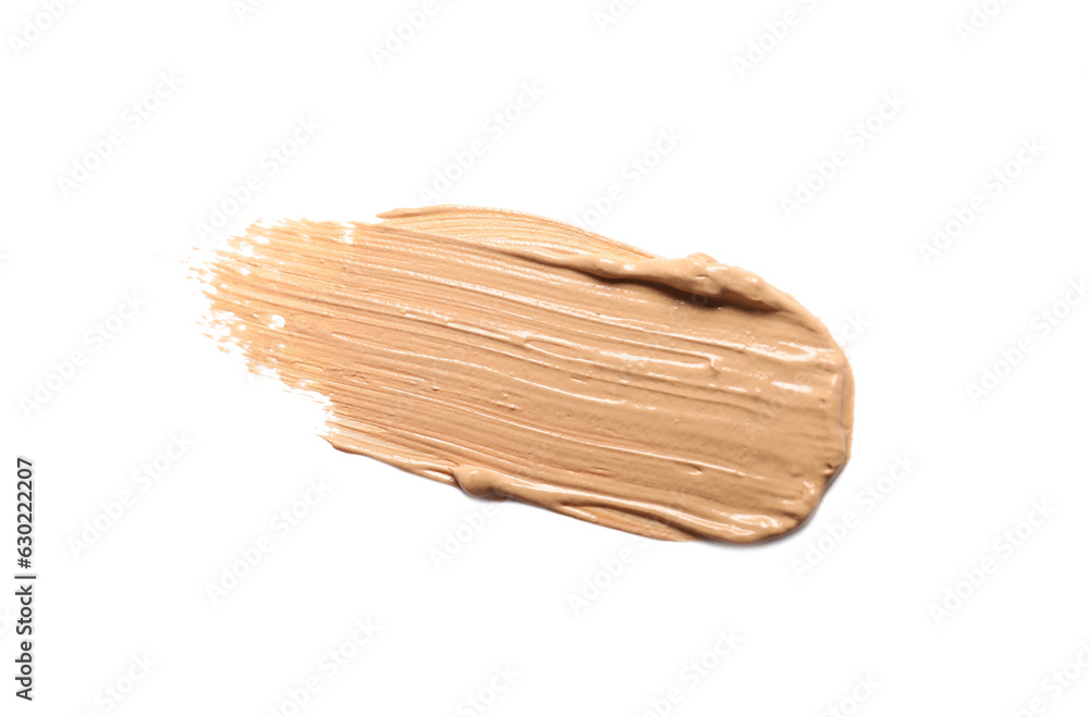 Smear of skin foundation isolated on white, top view Smear of skin foundation isolated on white, top view