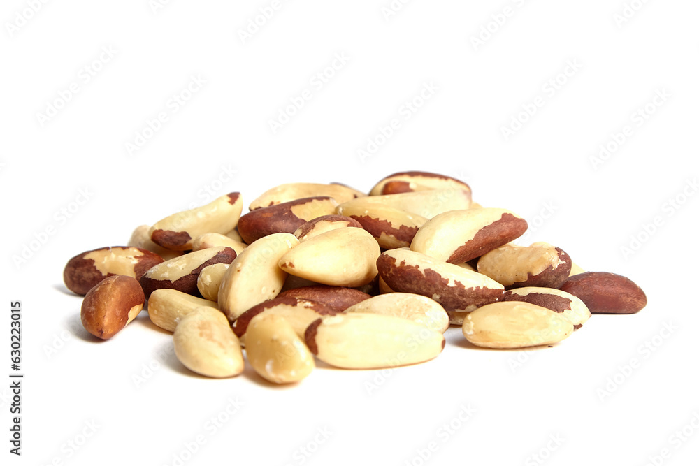 Brazil nuts isolated on white. Shelled Brazil nuts closeup Brazil nuts isolated on white. Shelled Brazil nuts closeup