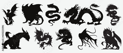 Enchanting World of Mystical Dragons, A Captivating Collection of Dragon Silhouettes
