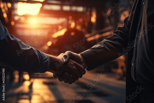 Partner handshake collaboration logistic background concept. Generative AI