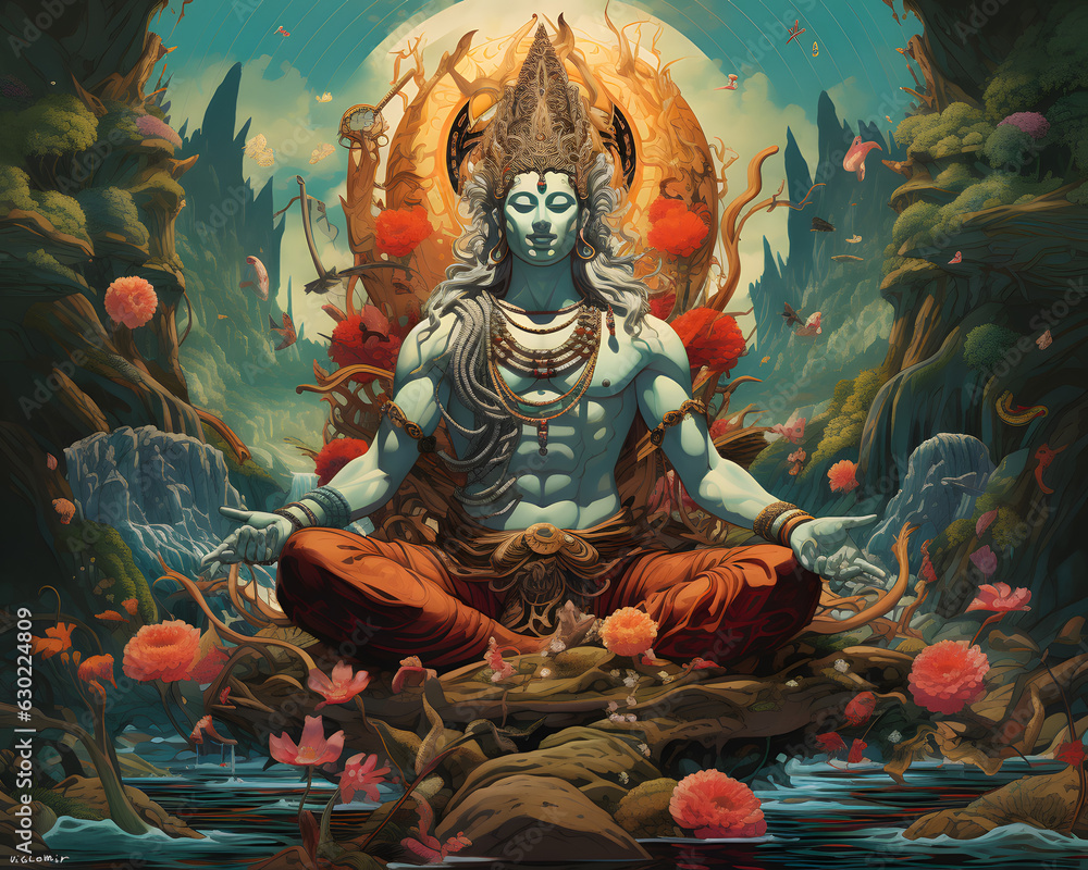 Massive Shiva by the forest - obrazy, fototapety, plakaty 