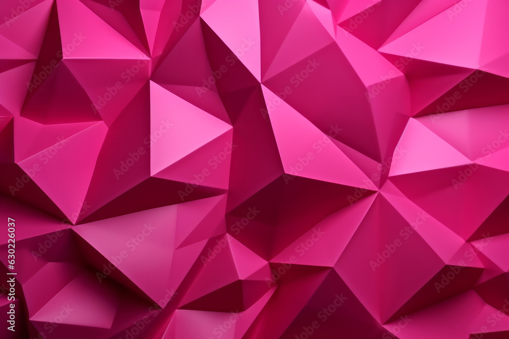 Obraz premium Pink Polygonal Surface with Triangular Pyramids. .