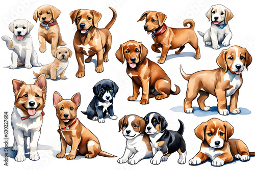 A picture of cute and funny puppies. Generative AI