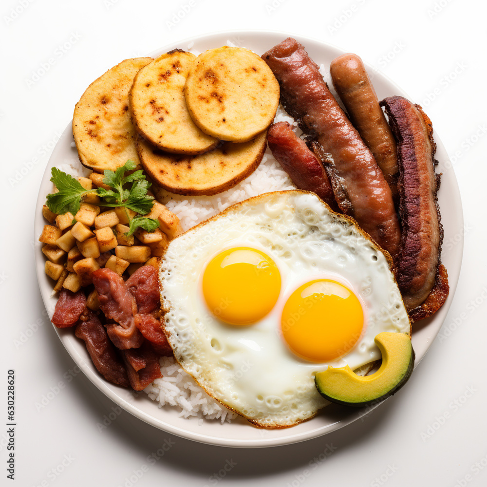 Bandeja Paisa Bandeja Paisa on white background AI Generative Bandeja Paisa Bandeja Paisa on white background AI Generative