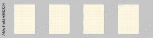 Blank paper sheet mockup. Empty page isolated on white background. Paper vector set. Notebook sheet.