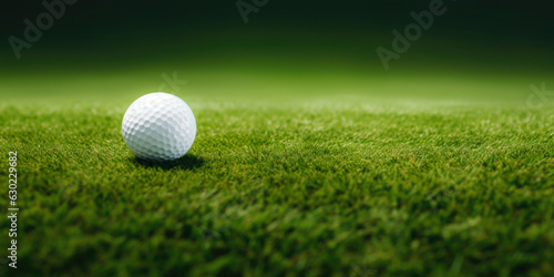 White Golf Ball Closeup On Lawn Background Created With The Help Of Artificial Intelligence