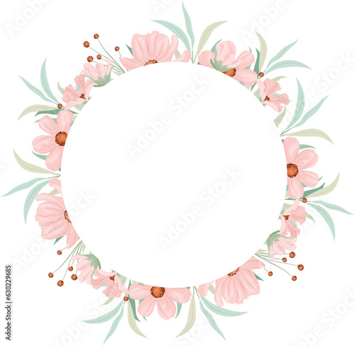 floral frame with beautiful pink color flowers