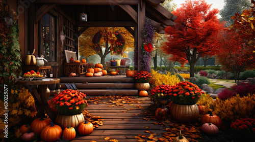 autumn decor house, exterior