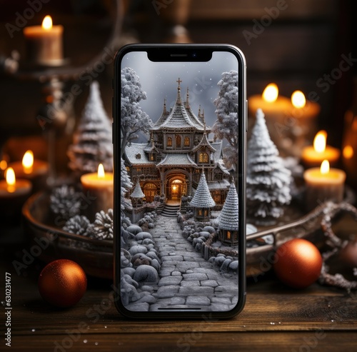 merry christmas wallpaper psd on i phone, rustic charm, visually tactile surfaces, stephen darbishire, varying wood grains photo