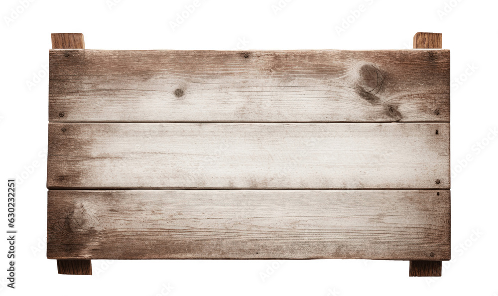 Empty wooden sign board isolated on transparent background. PNG file, cut out