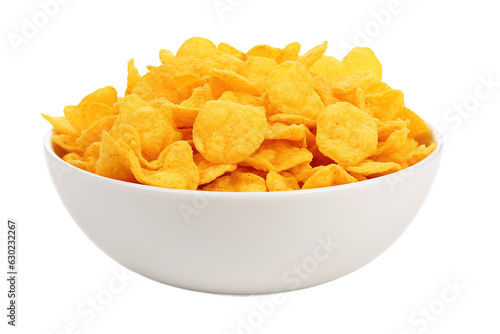 Corn flakes isolated on transparent background. PNG file, cut out photo