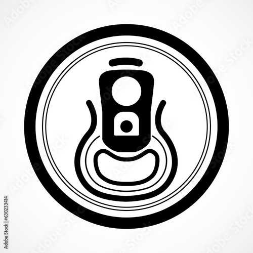 Vector metall beverage can icon from top view.