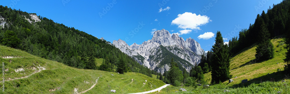 Panoramablick auf die Mühlsturzhörner im Klausbachtal bei Ramsau, Berchtesgadener Land, Oberbayern, Bayern, Deutschland