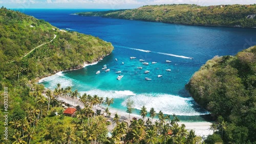 Aerial view of Gamat Bay in Nusa Penida island, Bali, Indonesia photo