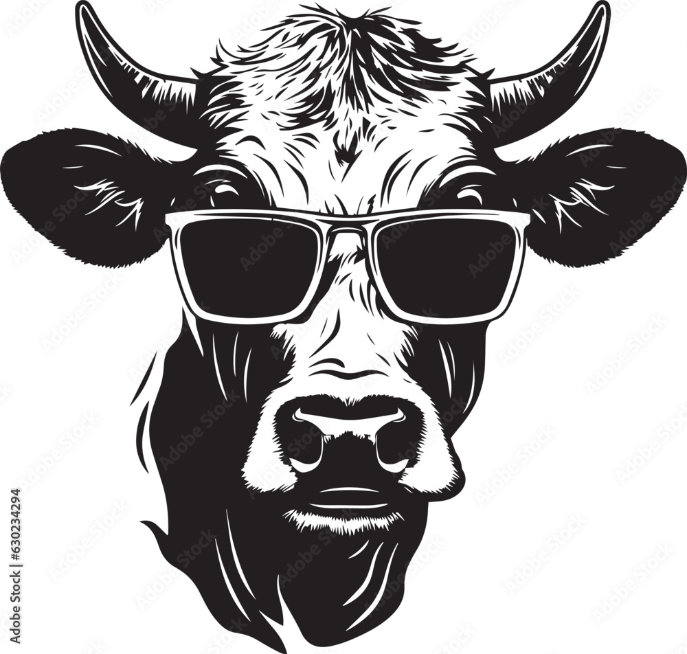 Cow with sunglasses Vector Illustration, SVG Cow with sunglasses Vector Illustration, SVG