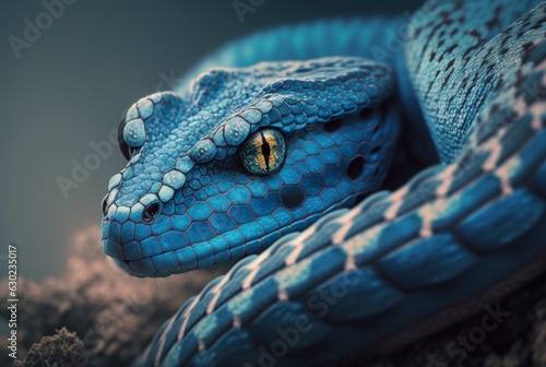 close up of the blue viper. generative ai