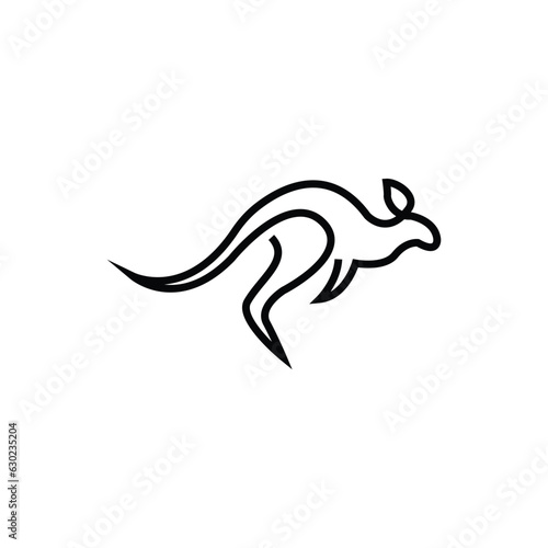Simple kangaroo line art logo design