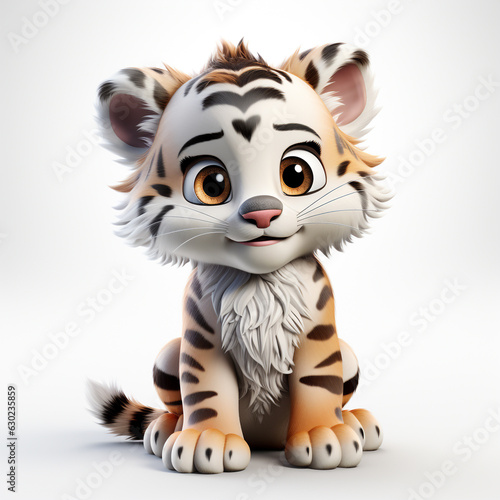 Cute tiger cartoon on white background © avivmuzi