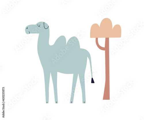 Cute camel in Scandinavian style. Adorable African jungle animal with humps. ...