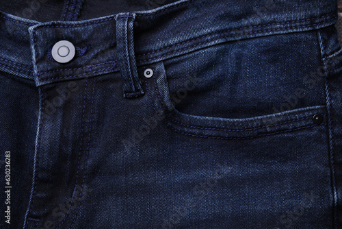 Jeans with pocket as background, top view © New Africa