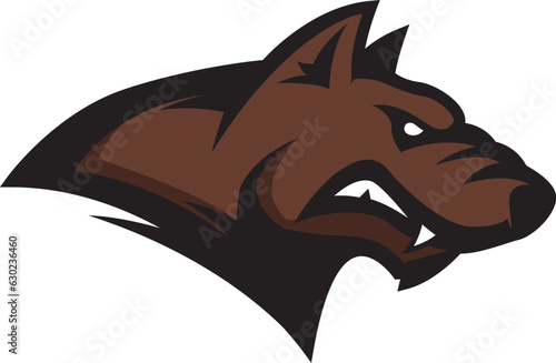 Angry dog head. Dog Mascot Head. Design element for logo, label, sign, badge.