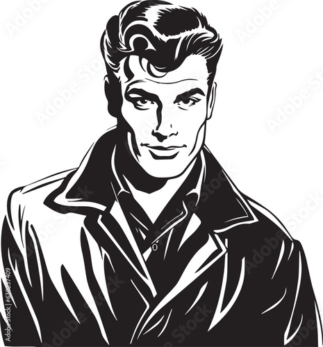 Hand-drawn Retro Man in business suit, Retro comics, American cartoon comic books and pulp novels black vector on a white background, illustration, vector, SVG 