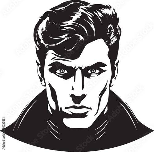 Hand-drawn Retro Man in business suit, Retro comics, American cartoon comic books and pulp novels black vector on a white background, illustration, vector, SVG 