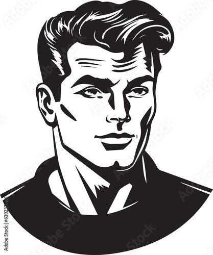 Hand-drawn Retro Man in business suit, Retro comics, American cartoon comic books and pulp novels black vector on a white background, illustration, vector, SVG 