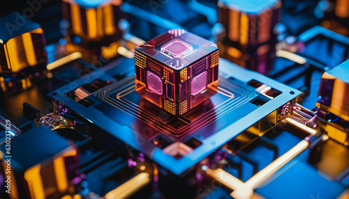 Quantum Computer's Heart: Ultra-Modern Chip. Generative AI.