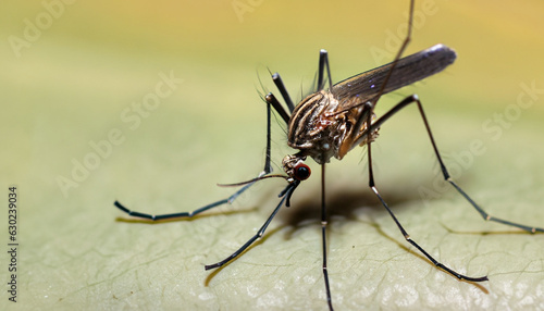 Dengue Aedes aegypti Mosquito on skin for dengue, zika and chikungunya fever disease photo
