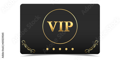 VIP card. Luxury template design, Invitation. Vip gold ticket in abstract style. Golden premium card on black background.	