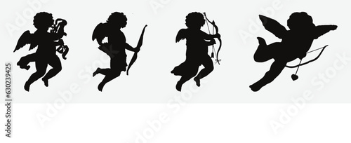 Captivating Love in Motion: Graceful Silhouettes of Cherub Cupid for Valentine's Day Bliss
