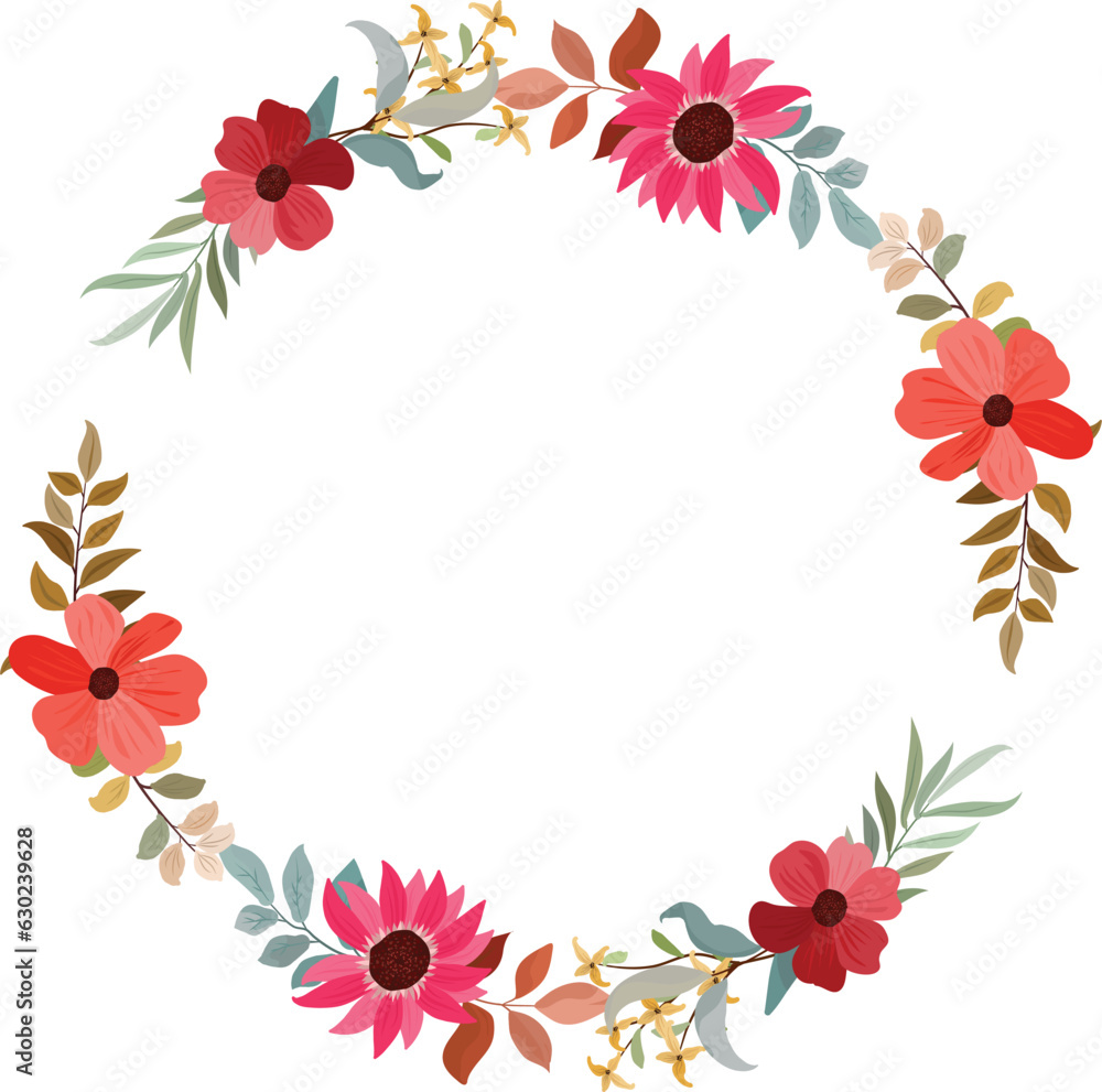 wreath with wildflowers and leaves